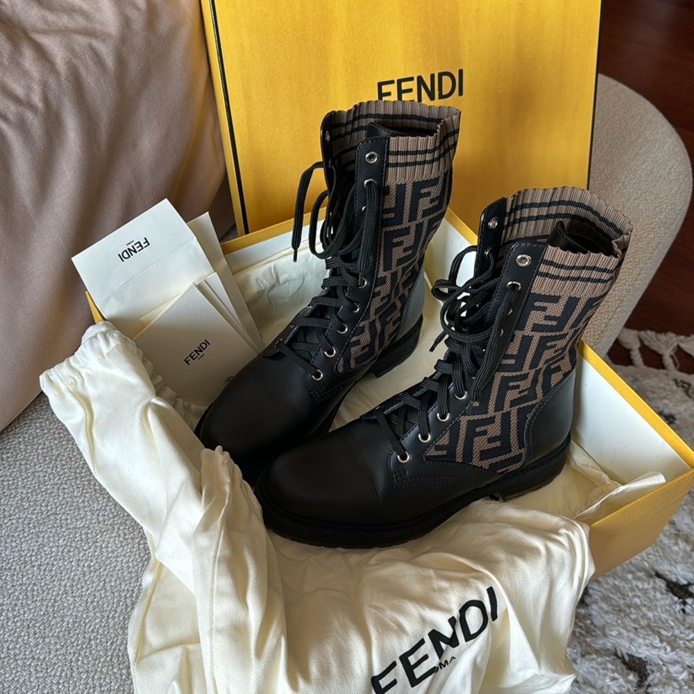 FENDI FF Logo Biker Boots